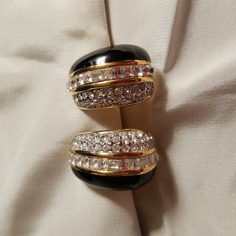 Joan Rivers Crystal & Enamel Clip Earrings